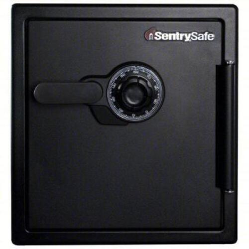 DESCRIPTION: (1) FIREPROOF AND WATERPROOF SAFE WITH DIAL BRAND/MODEL: SENTRYSAFE #SFW123DTB INFORMATION: BLACK , NO KEY OR COMBINATION INCLUDED SIZE: