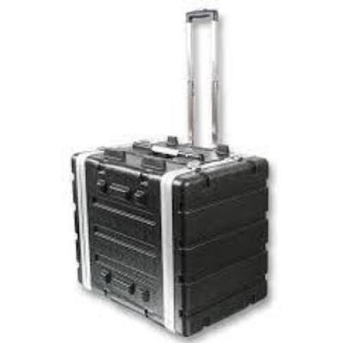 DESCRIPTION: (1) MULTICOMP RACK FLIGHT CASE BRAND/MODEL: MCM #555-15641 INFORMATION: BLACK CARRY CASE WITH SILVER ACCENTS AND HARDWARE SIZE: MEDIUM RE
