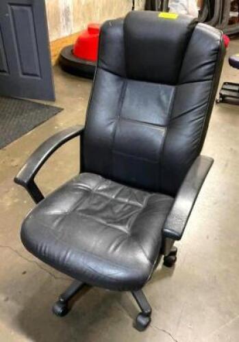 HIGH BACK ROLL ABOUT BLACK OFFICE ARM CHAIR