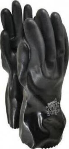 DESCRIPTION: (12) GAUNTLET WORK GLOVES BRAND/MODEL: SHOWA #40752511 INFORMATION: BLACK SIZE: SIZE 10 RETAIL$: $8.76 EA QTY: 12
