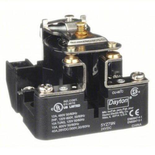 DESCRIPTION: (4) OPEN POWER RELAY BRAND/MODEL: DAYTON #5YZ79N INFORMATION: SURFACE MOUNTED, 24V DC, 4 PINS/TERMINALS, SPST-NO RETAIL$: $41.52 EA QTY: