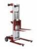 DESCRIPTION: (1) MANUAL STRADDLE STACKER BRAND/MODEL: DAYTON/11N201 INFORMATION: LOAD CAPACITY: 500 LBS/RED & SILVER/ADJUSTABLE STRADDLE RETAIL$: 1,63