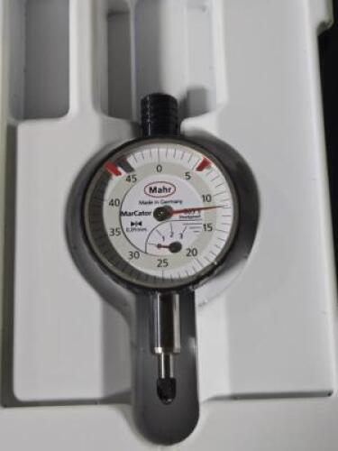 DESCRIPTION: (1) DIAL DROP INDICATOR BRAND/MODEL: MAHR 4324000 SIZE: 0.0100mm DIA L GRA RETAIL$: $124.95 QTY: 1