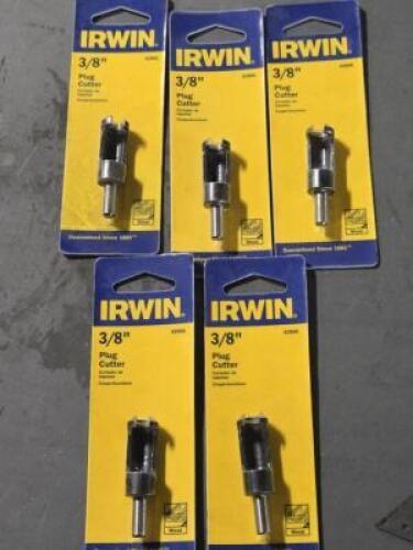 DESCRIPTION: (5) PLUG CUTTER BIT BRAND/MODEL: IRWIN 43906 SIZE: 1/4" HEX DRIVE RETAIL$: $78.20 QTY: 5
