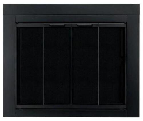 DESCRIPTION: (1) GLASS FIREPLACE DOORS BRAND/MODEL: PLEASANT HEARTH/AT-1001 INFORMATION: BLACK/BI-FOLD RETAIL$: 263.89 SIZE: 32.5"H X 37"W X 1"D QTY: