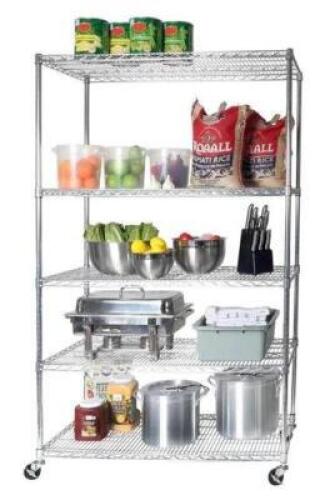 DESCRIPTION: (1) ROLLING SHELVING UNIT BRAND/MODEL: SEVILLE/WEB564 INFORMATION: STAINLESS STEEL/5-TIER/SHELF CAPACITY: 800 LBS RETAIL$: 224.82 SIZE: 2