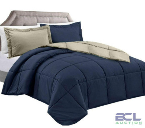 DOUBLE FULL/QUEEN REVERSIBLE COMFORTER NAVY/GREY