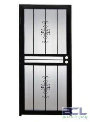 30 IN. X 80 IN. GENESIS POWEDERED COATED BLACK PREHUNG STEEL SECURITY DOOR