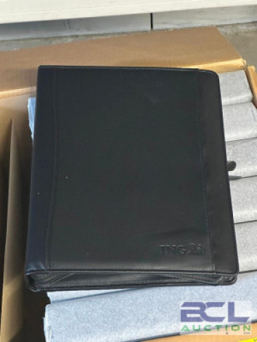 7 CT. BOX OF NEW LEATHER COVER BINDERS