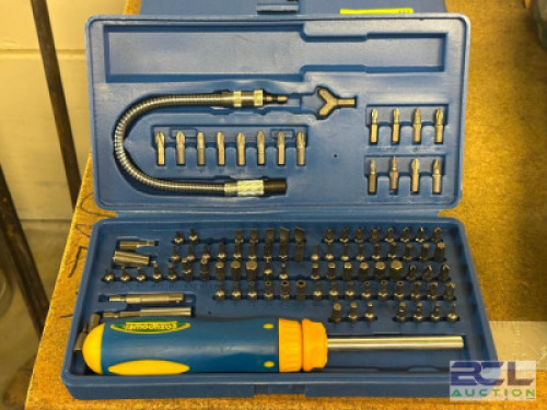 RATCHETING SCREWDRIVER AND FLEX BIT SET