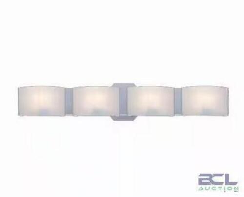 DAKOTA 4-LIGHT SATIN NICKEL VANITY LIGHT WITH FROSTED GLASS SHADES