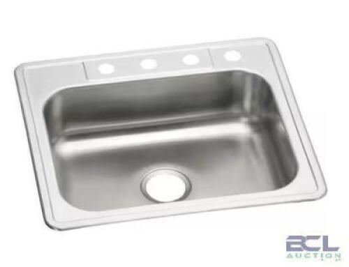 25 IN. DROP IN SINGLE BOWL 22 GAUGE STAINLESS STEEL KITCHEN SINK