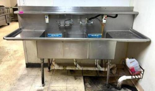 3-COMPARTMENT SINK WITH RISER SHELF AND DOUBLE DRAIN BOARDS