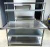 60" STAINLESS TABLE WITH DOUBLE UNDERSHELF AND DOUBLE RISER