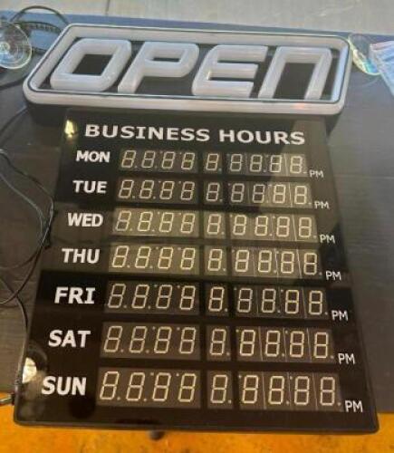 OPEN/HOURS SIGN