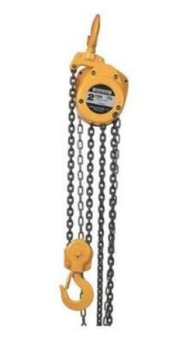 DESCRIPTION: (1) MANUAL CHAIN HOIST BRAND/MODEL: HARRINGTON/CF020-20 INFORMATION: CAPACITY: 4000 LBS/YELLOW/LIFT HOIST: 20' RETAIL$: 636.00 SIZE: 20"H