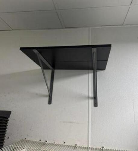 WOOD SHELF W/ METAL BRACKETS