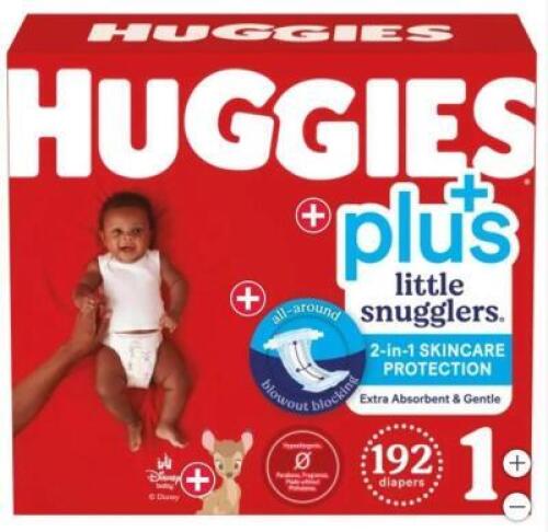 DESCRIPTION: (1) PACK OF (192) DIAPERS BRAND/MODEL: HUGGIES RETAIL$: $44.99 SIZE: SIZE 1 QTY: 1