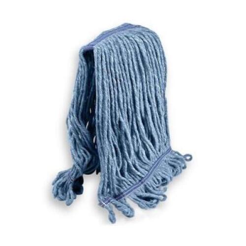DESCRIPTION: (12) HEAVY DUTY REPLACEMENT MOP HEADS BRAND/MODEL: BISON LIFE INFORMATION: BLENDED LOOPED END STRING RETAIL$: $8.99/EA SIZE: 1.25" HEADBA