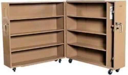DESCRIPTION: (1) CLAM SHELL JOBSITE CABINET BRAND/MODEL: KNAACK/100 RETAIL$: $2,948.99 SIZE: 60" W x 30" D x 65" H QTY: 1