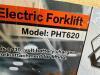 DESCRIPTION HAND PUSH PORTABLE ELECTRIC FORKLIFT BRAND / MODEL: EING PHT620 ADDITIONAL INFORMATION INCLUDED 110 VOLT BATTERY CHARGER. LOCATION BAY 6 Q - 5