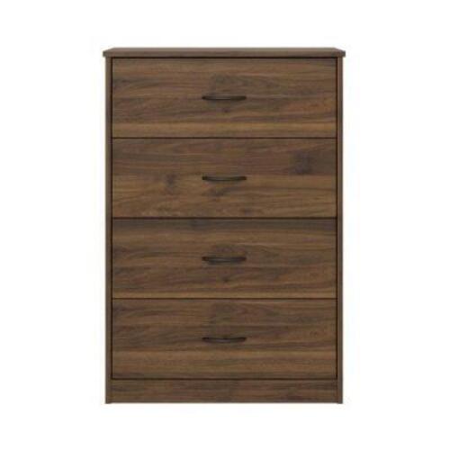 DESCRIPTION: (1) DRAWER DRESSER BRAND/MODEL: MAINSTAYS/DW26520 INFORMATION: WALNUT/4-DRAWER RETAIL$: 115.00 SIZE: 40.16"H X 27.72"W X 15.67"D QTY: 1