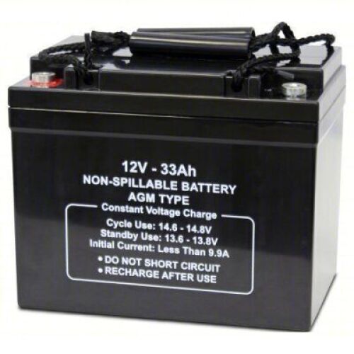 DESCRIPTION:&nbsp;(2) SEALED LEAD ACID BATTERYBRAND/MODEL:&nbsp;5EFH2SIZE:&nbsp;Sealed Lead Acid Battery: 12V DC, 33 Ah Capacity, 6.26 in Ht, 5.16 in Wd, ABSRETAIL$:&nbsp;$130.25 EAQTY:&nbsp;2
