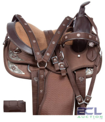 WESTERN PONY SADDLE SET WITH SILVER CRYSTALS