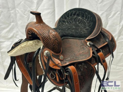 PREMIUM WESTERN LEATHER ROPING RANCH WORK HORSE SADDLE TACK
