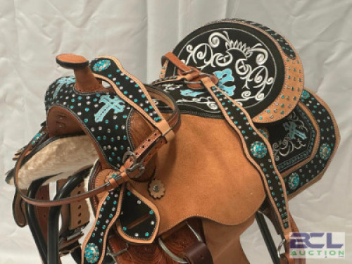 PREMIUM WESTERN LEATHER ROPING RANCH WORK HORSE SADDLE TACK