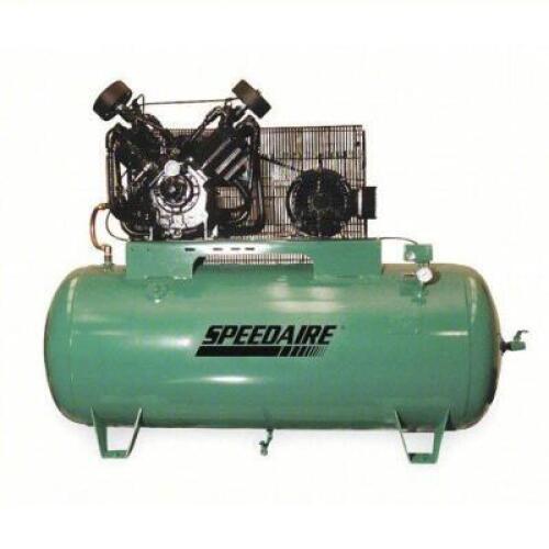 DESCRIPTION: (1) ELECTRIC AIR COMPRESSOR BRAND/MODEL: SPEEDAIRE #1WD82 INFORMATION: 5 HP, 2 STAGE, HORIZONTAL, 80 GAL, 17.3 CFM, 175 PSI, BASE MODEL R