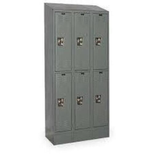 DESCRIPTION: (1) SET OF PREMIUM LOCKERSBRAND/MODEL: HALLOWELLINFORMATION: DARK GRAYSIZE: 3 WIDE, 2 TIER, 18" x 36" x 84"RETAIL$: $745.00 EAQTY: 1