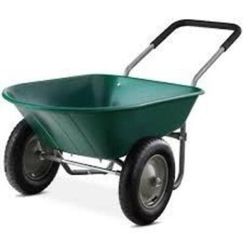 DESCRIPTION: (1) DUAL WHEEL WHEELBARROW BRAND/MODEL: BEST CHOICE PRODUCTS #SKY2705 INFORMATION: GREEN RETAIL$: $79.99 EA QTY: 1