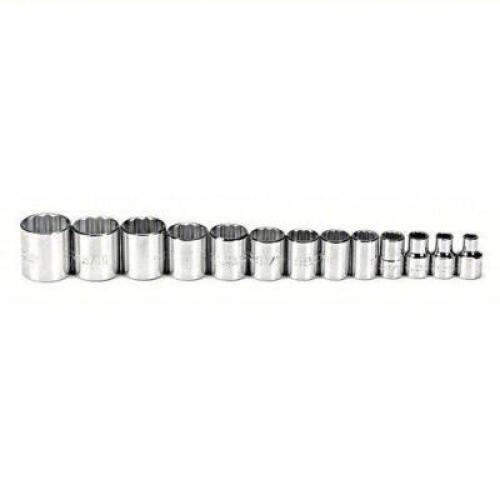 DESCRIPTION: (1) SOCKET SET BRAND/MODEL: PROTO #J52124 INFORMATION: 13 PIECES, 12 POINT SIZE: 3/8: DRIVE, 1/4" TO 1" RETAIL$: $131.92 EA QTY: 1