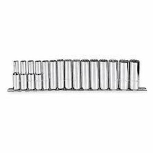 DESCRIPTION: (1) SOCKET SET BRAND/MODEL: PROTO #J54207 INFORMATION: CHROME, 15 PIECES, 12 POINT SIZE: 1/2" DRIVE RETAIL$: $337.42 EA QTY: 1