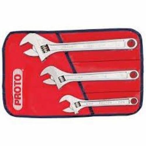 DESCRIPTION: (1) SET OF ADJUSTABLE WRENCHES BRAND/MODEL: PROTO #J795A INFORMATION: 3 PIECE, SATIN RETAIL$: $85.65 EA QTY: 1