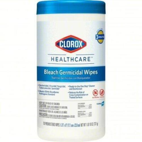 DESCRIPTION: (6) GERMICIDAL DISINFECTING WIPES BRAND/MODEL: CLOROX HEALTHCARE #1XEZ3 SIZE: 70 CT RETAIL$: $137.86 TOTAL QTY: 6