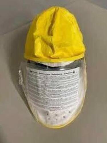 DESCRIPTION: (3) SAFETY MASKS BRAND/MODEL: HONEYWELL INFORMATION: YELLOW HOOD WITH CLEAR FACE SHEILD RETAIL$: $85.00 EA QTY: 3