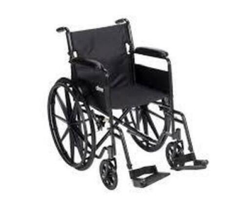 DESCRIPTION: (1) WHEELCHAIR BRAND/MODEL: DRIVE MEDICAL #SSP118FA-SF INFORMATION: BLACK RETAIL$: $230.00 EA QTY: 1