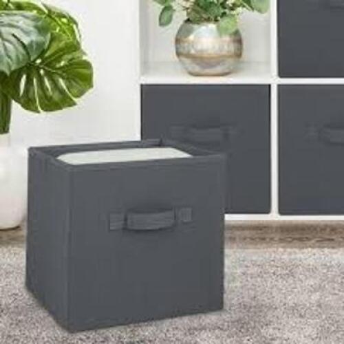 DESCRIPTION: (6) COLLAPSIBLE STORAGE BIN BRAND/MODEL: MAINSTAYS INFORMATION: GREY SIZE: 10.5X10.5X10.75 RETAIL$: $20.00 EA QTY: 6