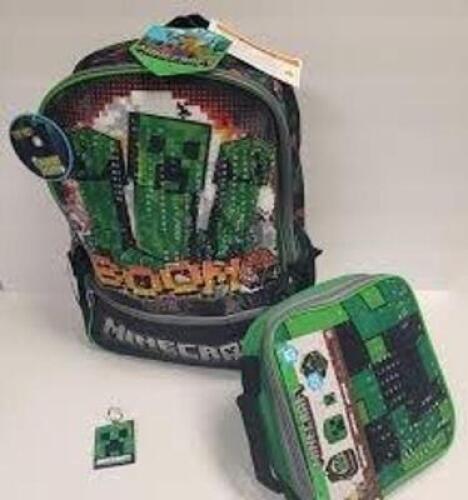 DESCRIPTION: (1) BACKPACK LUNCH SET BRAND/MODEL: MINECRAFT INFORMATION: BACKPACK, LUNCH KIT, KEYCHAIN RETAIL$: $39.99 EA QTY: 1