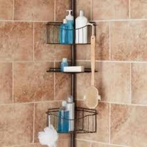 DESCRIPTION: (1) TENSION ROD SHOWER CADDY BRAND/MODEL: MAINSTAYS INFORMATION: OIL RUBBED BRONZE FINISH SIZE: ADJUSTABLE UP TO 8 FT TALL RETAIL$: $34.7