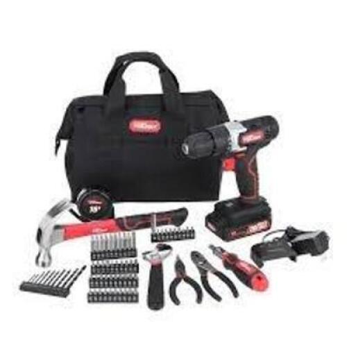 DESCRIPTION: (1) PROJECT KIT WITH CORDLESS DRILL BRAND/MODEL: HYPER TOUGH SIZE: 70 PIECE RETAIL$: $57.88 EA QTY: 1