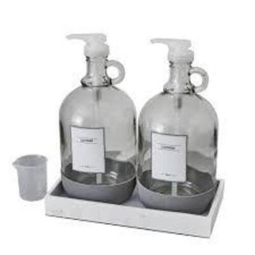 DESCRIPTION: (1) LAUNDRY DETERGENT DISPENSER SET BRAND/MODEL: BETTER HOMES AND GARDEN INFORMATION: 4 PC RETAIL$: $30.00 EA QTY: 1