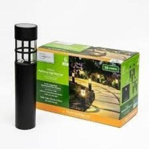 DESCRIPTION: (1) BOLLARD PATHWAY LIGHTING SET BRAND/MODEL: MAINSTAYS SIZE: 6 PACK 4-5 FT RETAIL$: $20.00 EA QTY: 1