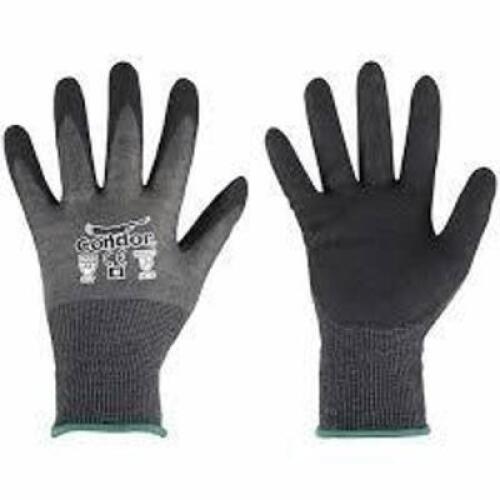 DESCRIPTION: (18) PAIRS OF KNIT GLOVES BRAND/MODEL: CONDOR #61JC49 INFORMATION: BLACK, PALM DIPPED, NITRILE, KEVLAR SIZE: MEDIUM, SIZE 8 RETAIL$: $10.