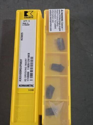 DESCRIPTION: (20) CARBIDE GROOVING INSERTS BRAND/MODEL: KENNAMETAL A3G0400M04P08DF KC5025 RETAIL$: $421.00 QTY: 20