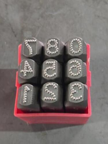 DESCRIPTION: (1) SET OF LOW STRESS DOT NUMBER STAMPS BRAND/MODEL: APPROVED VENDOR 2CEA3 SIZE: 3/8" CHARECTER RETAIL$: $148.22 QTY: 1