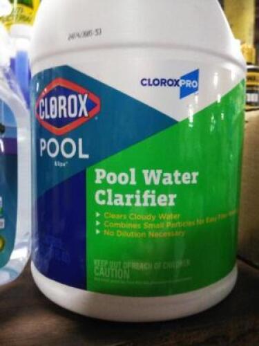 DESCRIPTION: (2) POOL WATER CLARIFIERBRAND/MODEL: CLOROX POOL AND SPASIZE: 1 GALLONRETAIL$: $16.98 EAQTY: 2