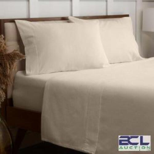 100% COTTON LIGHTWEIGHT FLANNEL KING SIZE SHEET SET IVORY